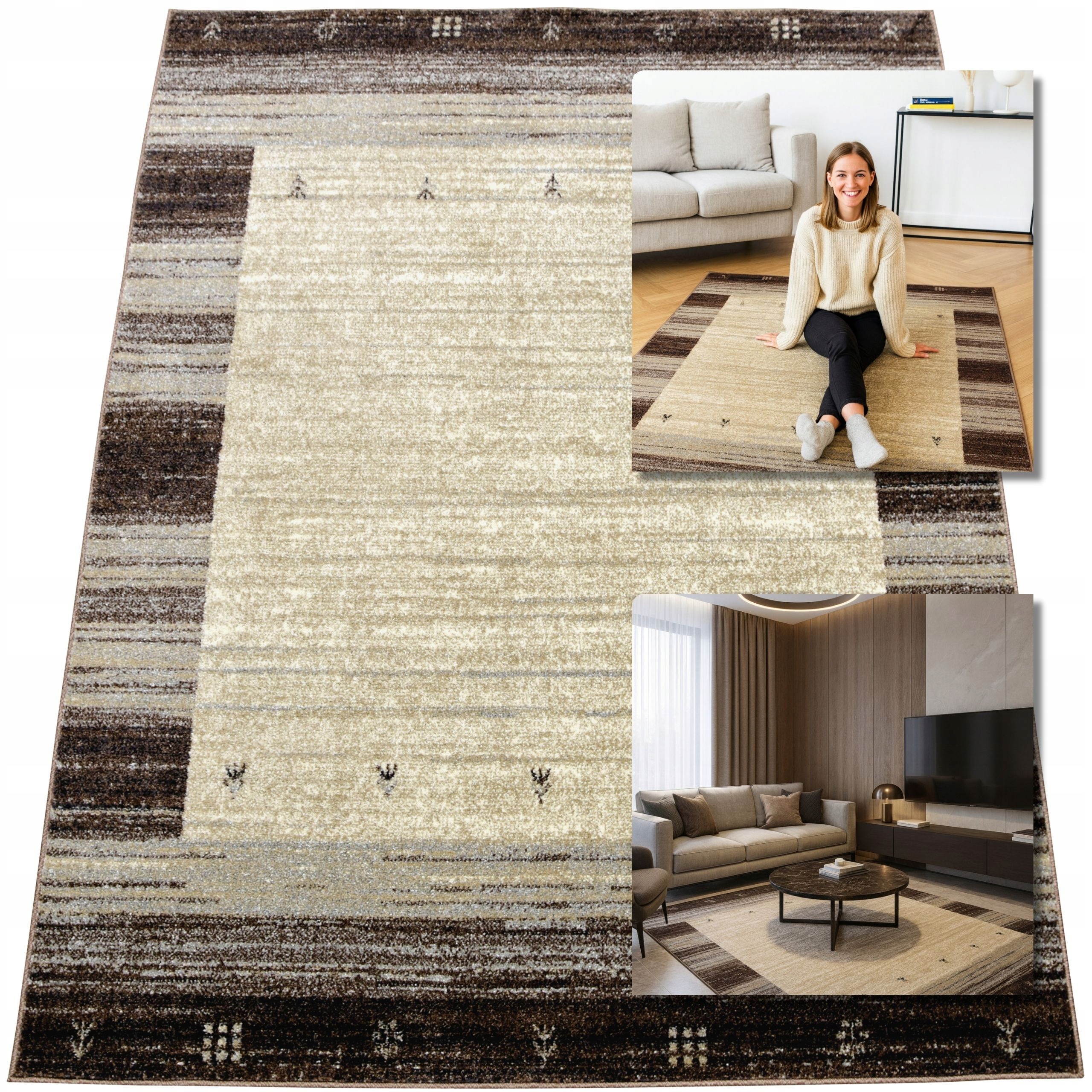 Moderní Koberec Módní Béžový Koberec Do Obývacího Pokoje Adventure Loft 13 mm 80 x 150