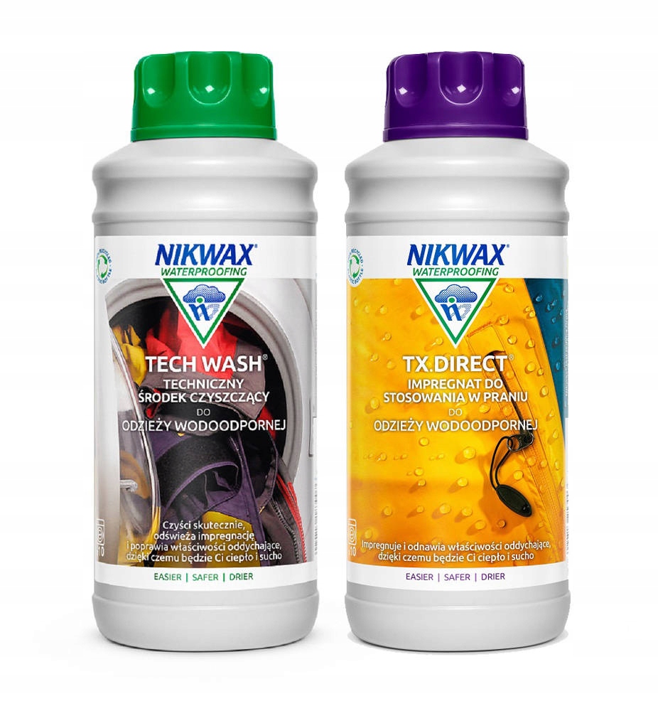 Zestaw Środek płyn impregnat Tech Wash Tx Direct Nikwax 2x 1000 ml