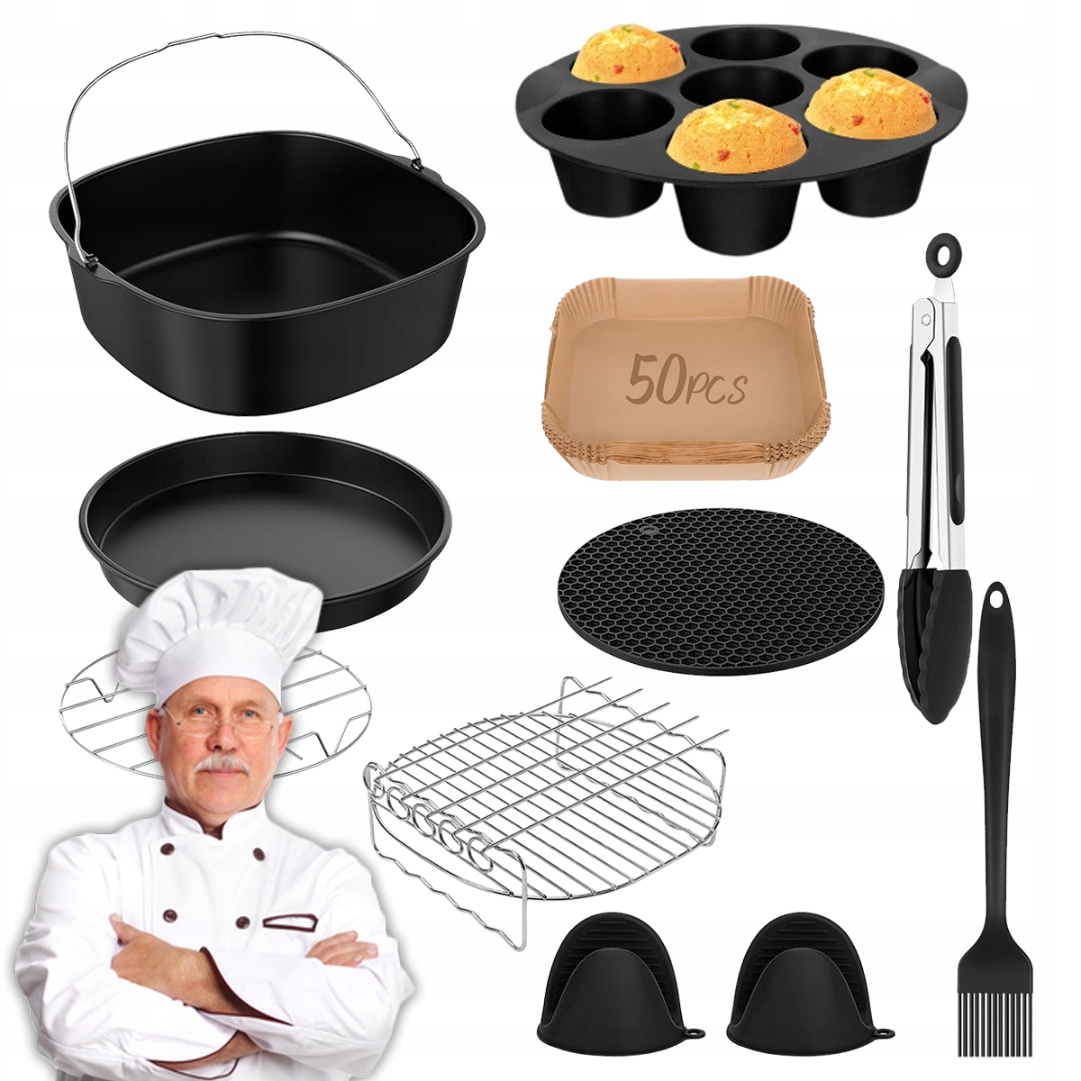 Akcesoria Do Airfryer Duży Zestaw 11 Elementów fit Airfryer Grill