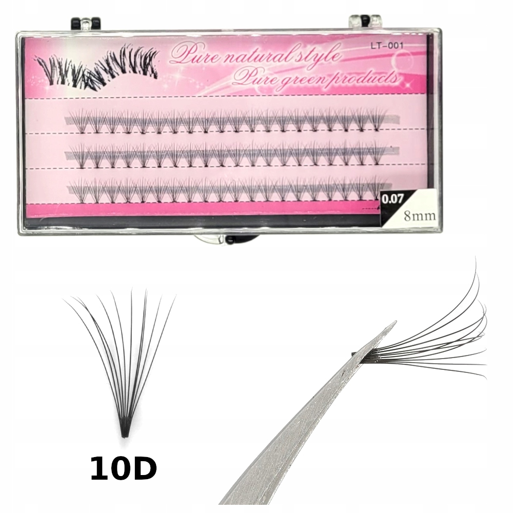 

Sztuczne Rzęsy Kępki 10D C 0.07 8mm Gęste