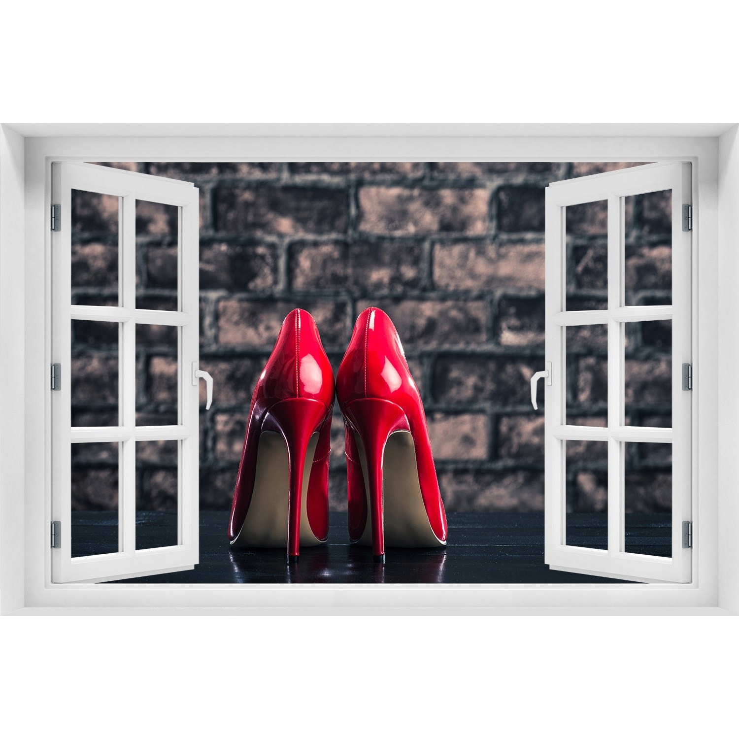 

Fotoobraz Naklejka 3D Okno Czerwone szpilki 120x80