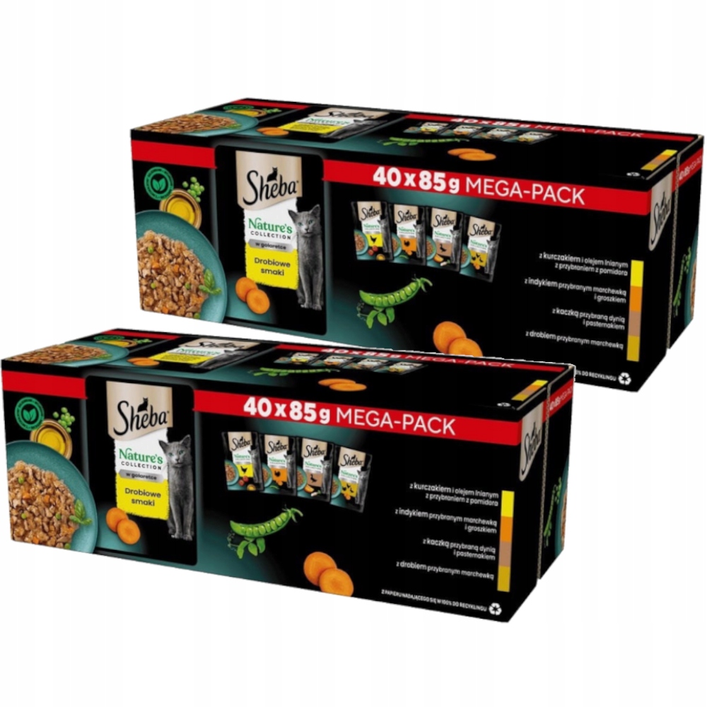 Levně 2x Vlhké krmivo pro kočky Sheba Nature's Collection Drůbeží v sáčcích 40x85 g