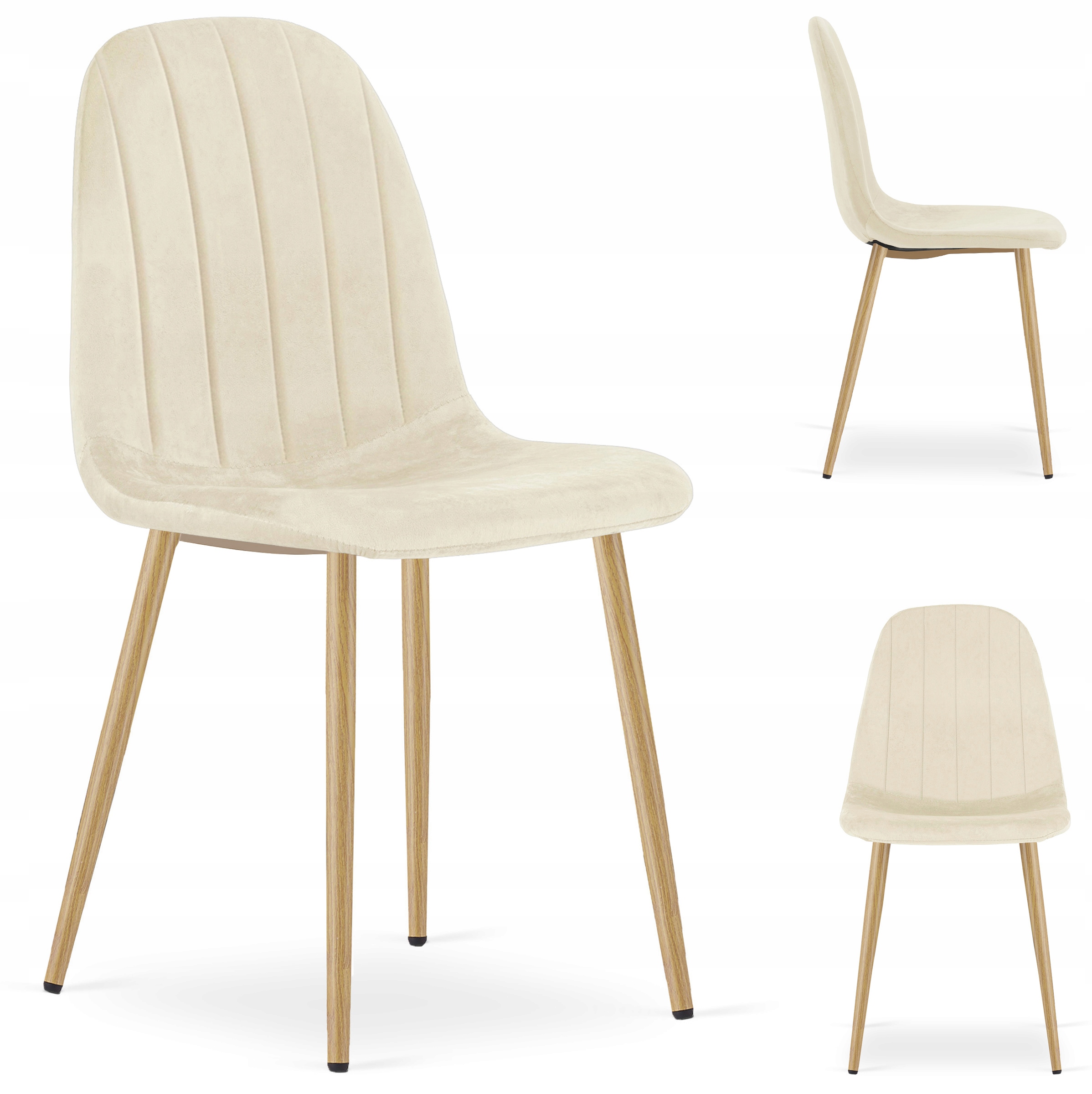 Krzesło Tapicerowane Welurowe Velvet Do Salonu Kuchni Jadalni Roka Beżowe