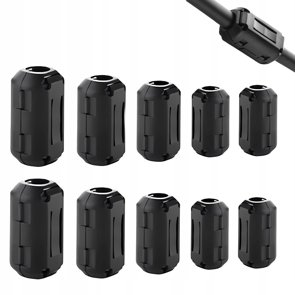 10x Zaciskowy filtr ferrytowy na kabel 3,5 5 7 9 13 mm