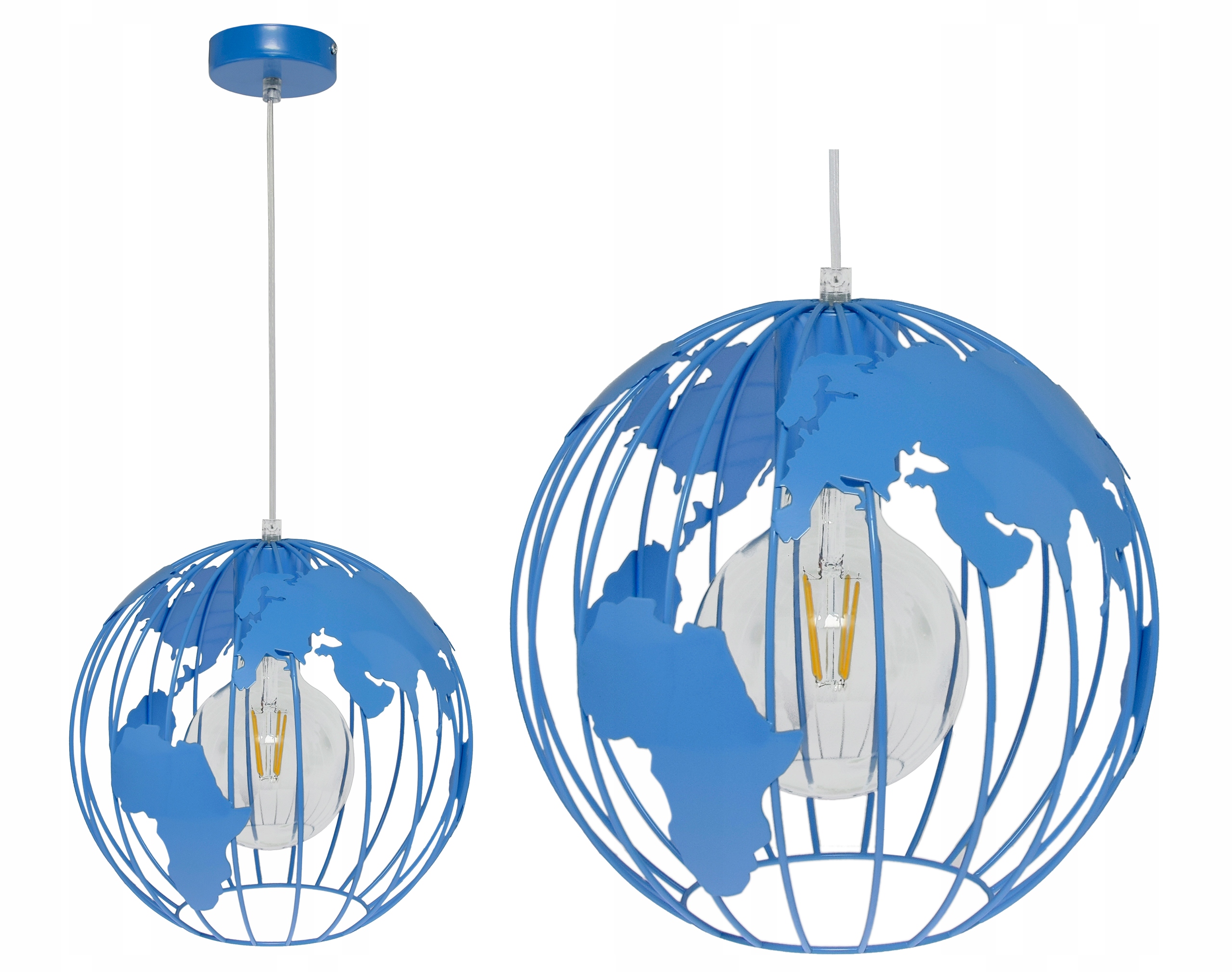 

Lampa Wisząca Globus Niebieska Żyrandol Pod Led