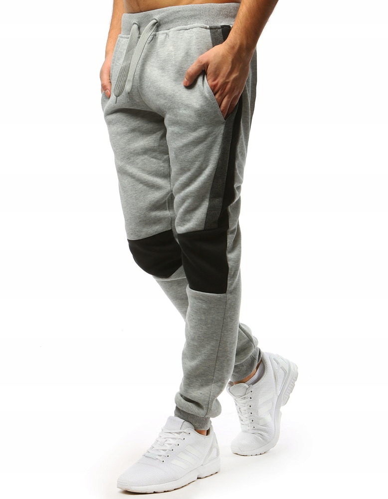 

Meskie Spodnie Dresowe Joggery Szare ux3378 M