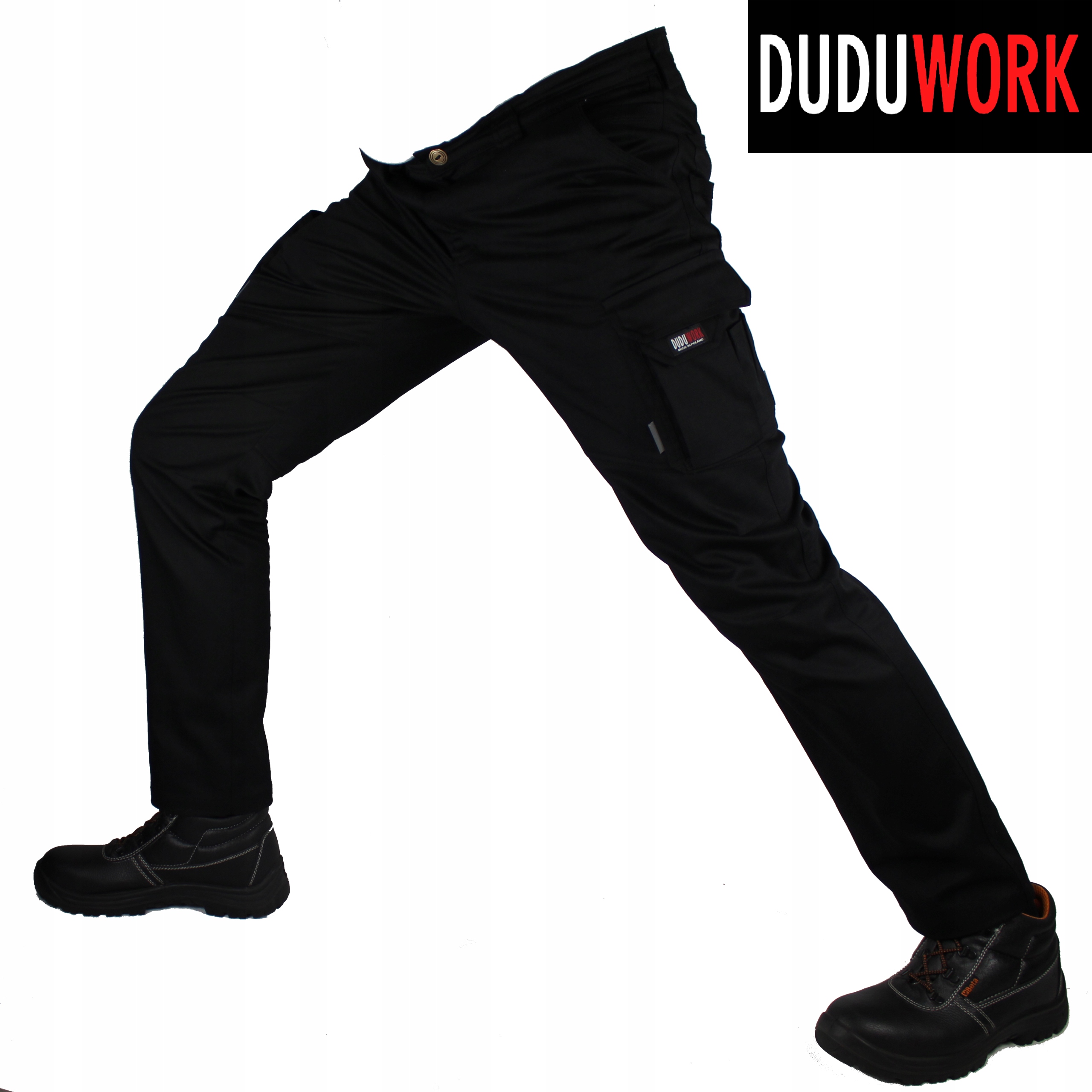 SPODNIE ROBOCZE BHP DuduWork Czarne Elastyczne 56 Długość spodni długie