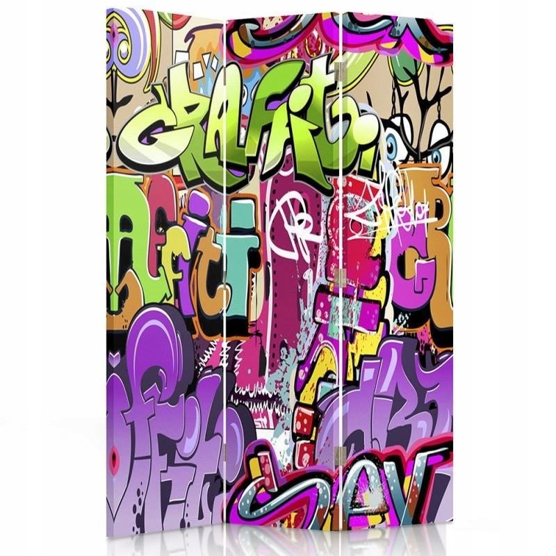 Obojstranný otočný paraván, abstrakcia s graffiti 110x170