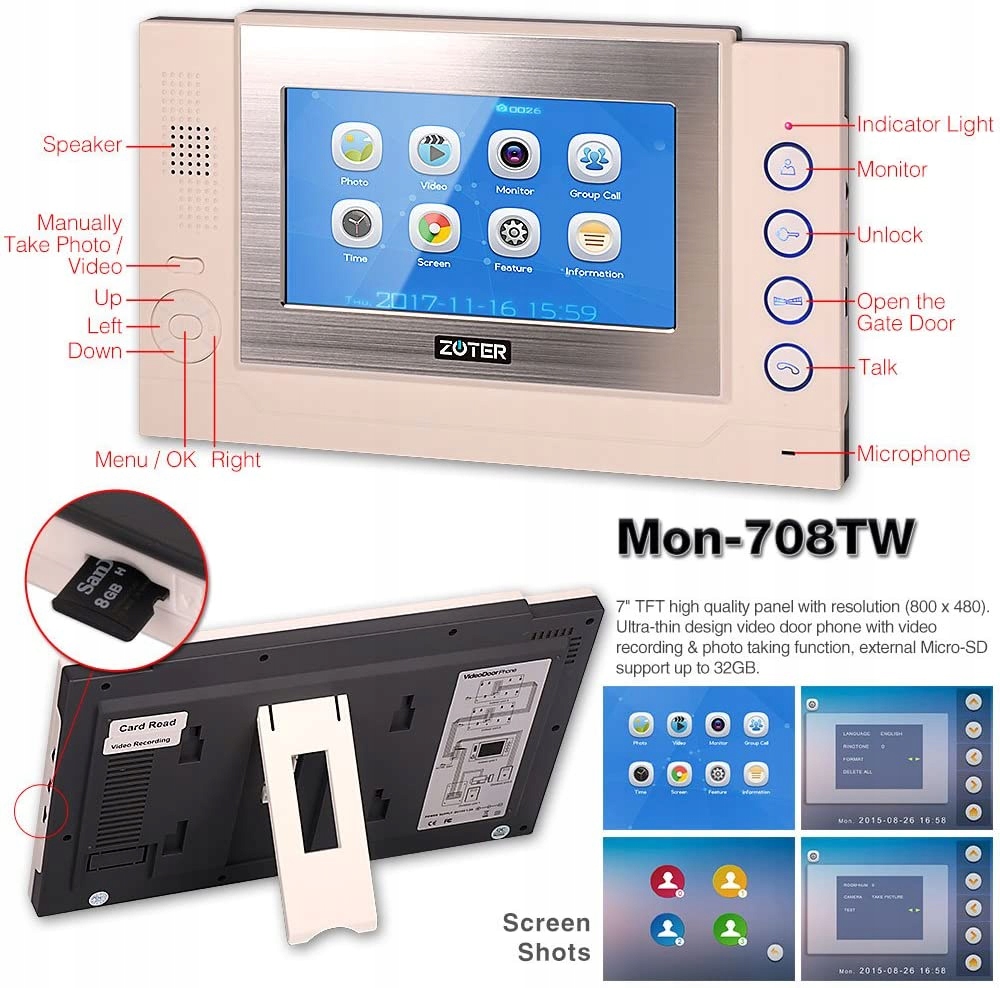 WIDEOFON SecuritySystem CZYTNIK BIAŁY FIRMA BRAMA Kolor biały