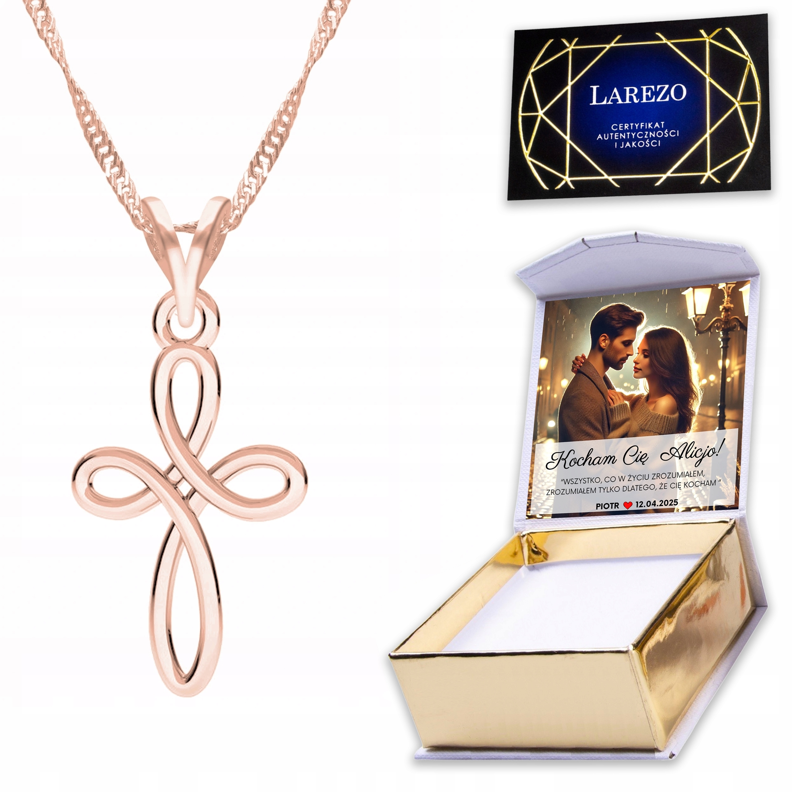 Pozlacený náhrdelník 925 s křížkem Cross Křížek Náboženství Kříž Víra Potisk