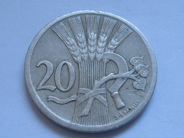 nr1157 Czechosłowacja Stara Moneta 20 Halerzy 1924