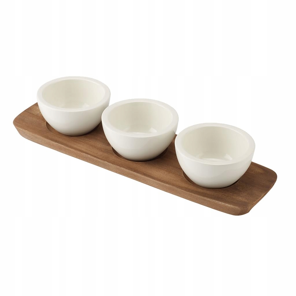 Villeroy & Boch Sada 4 bílých misek Porcelán Premium a Akáciové dřevo
