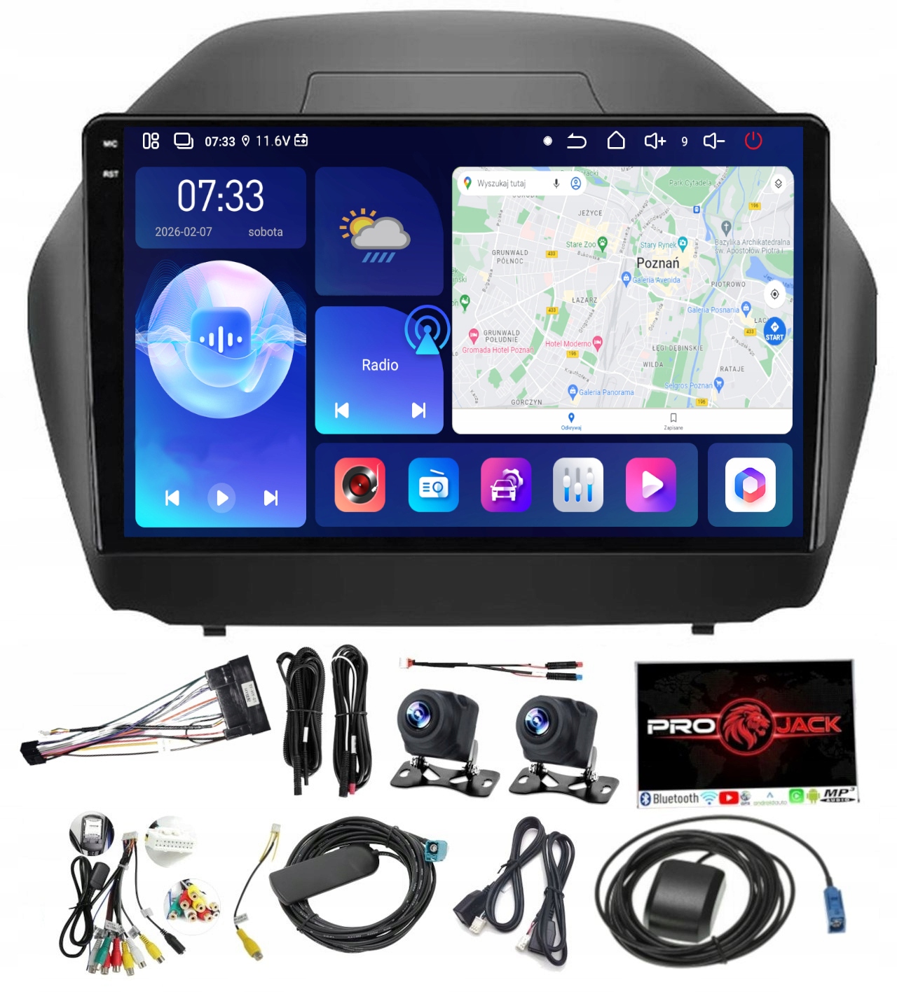 Autorádio Gps Android Bt Hyundai IX35 09-15 Carplay Wifi Usb 128GB Sim Modem