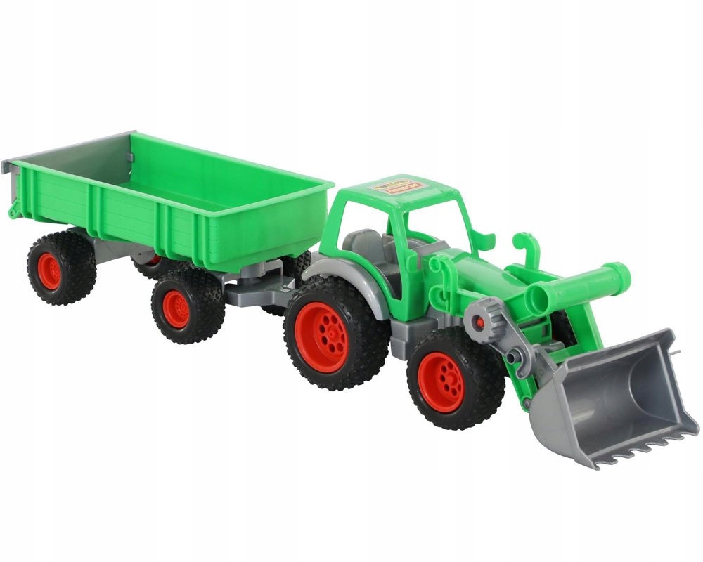 TRAKTOR GIGANT Z PRZYCZEPĄ Turem GUMOWE KOŁA Model Farmer Technic