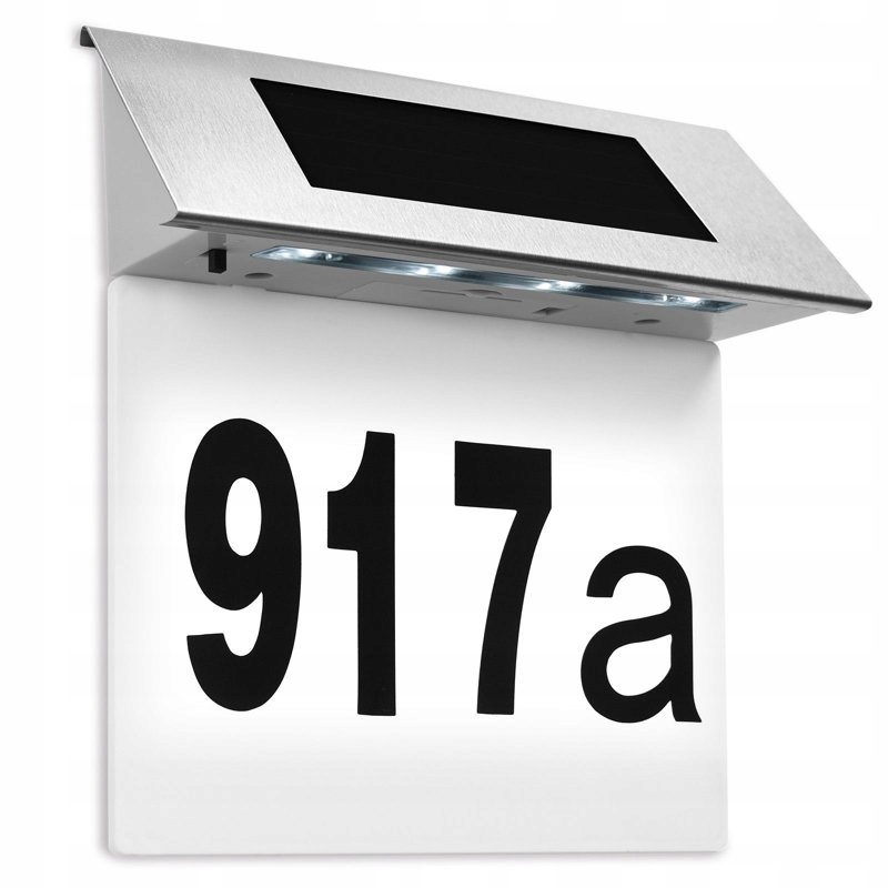 LAMPA SOLARNA Z NUMEREM DOMU STAL NIERDZEWNA BIAŁA Stan opakowania oryginalne