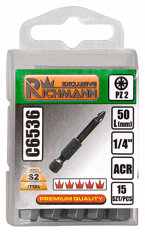 

Zestaw Grotów PZ-2 Bit Końcówka 1/4'' 50MM 10szt.