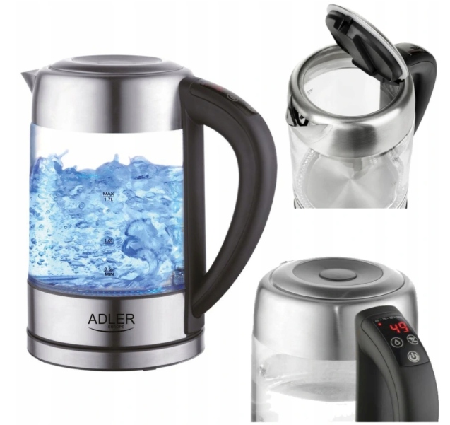 

Czajnik Szklany Z Reg Temperatury LCD Adler AD1247