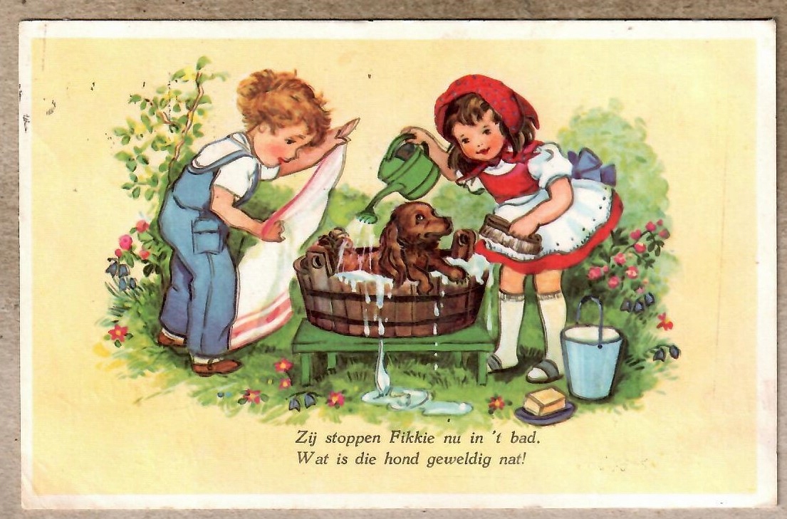 Holandia. dzieci, , pies