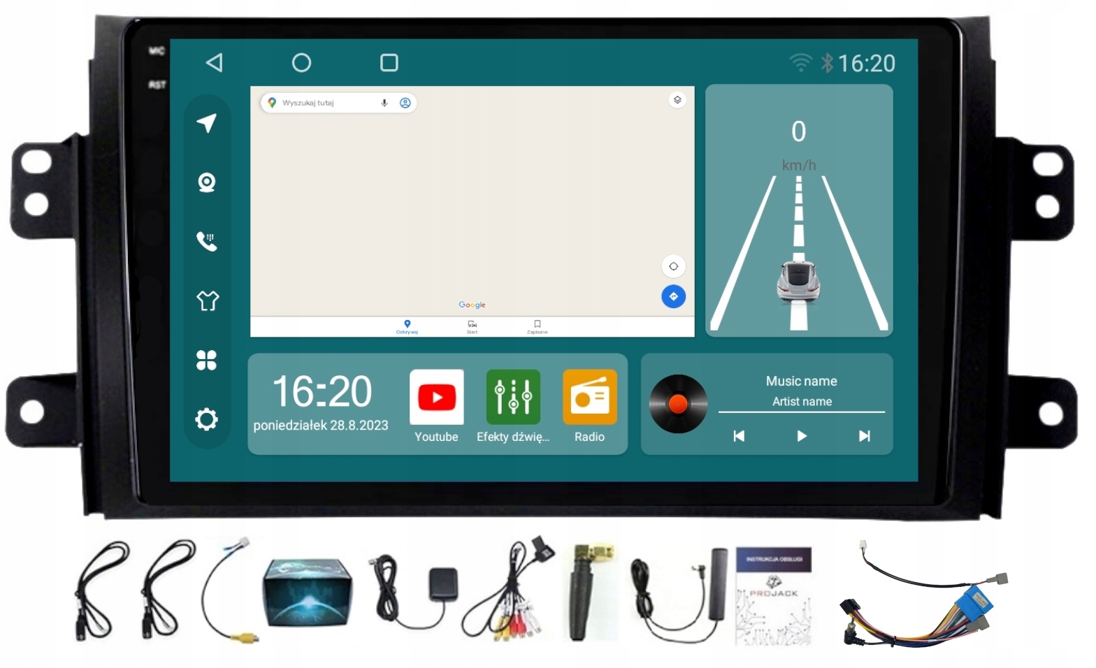 Bluetooth Navigace A Android Carplay Fiat Sedici 2006-2013 8/256 Gb Sim