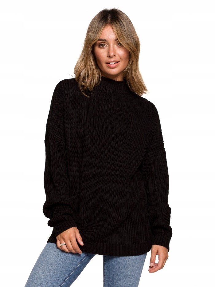 

Eu L/XL BK078 Sweter z półgolfem - czarny Eu L/XL