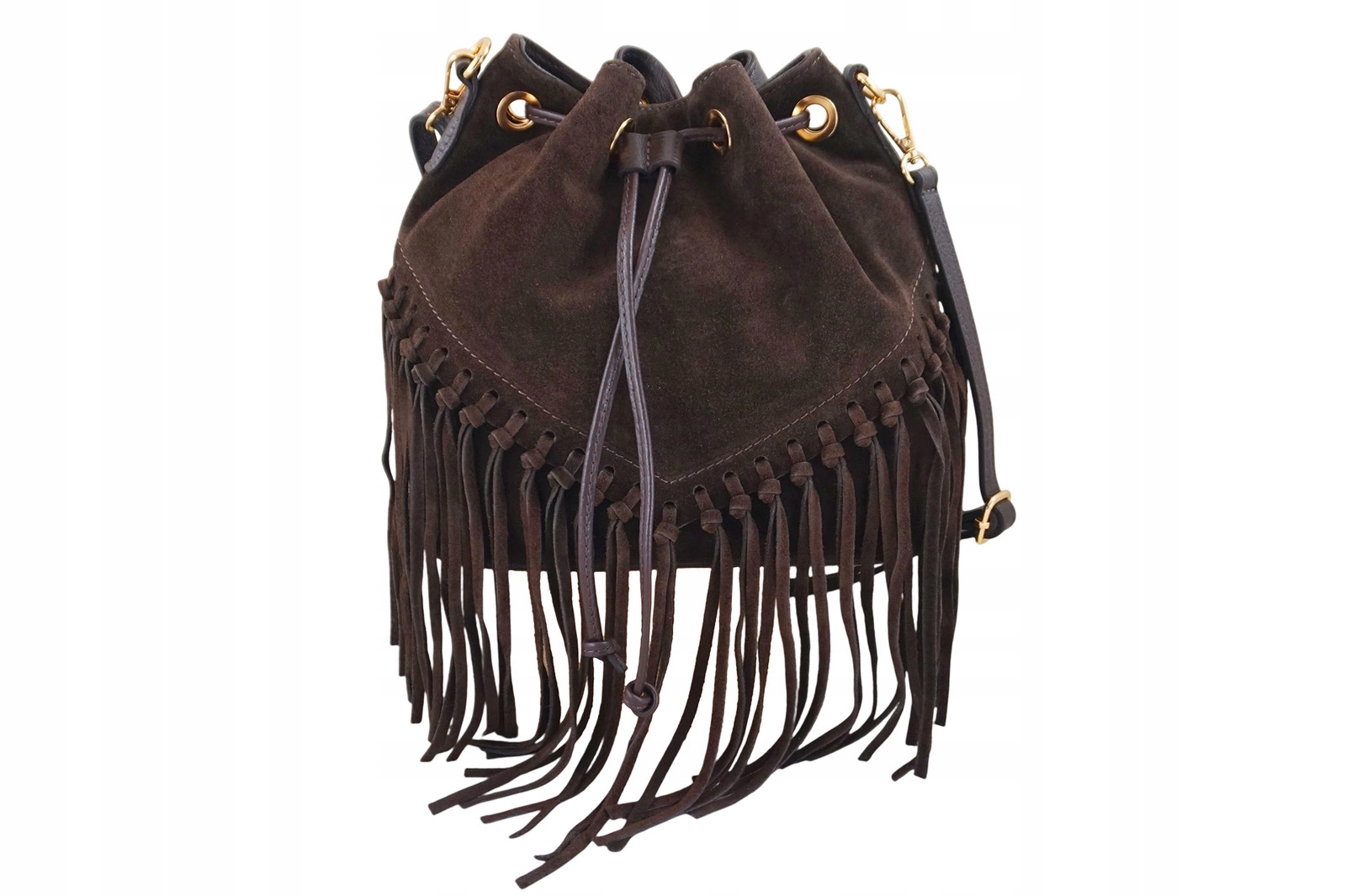 Kožená kabelka boho style Hnědá tmavá