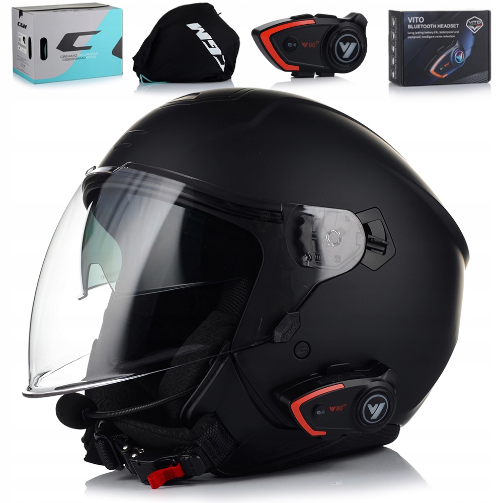 Motocyklová Prilba Cgm 126A Otvorený Skúter Chopper Clona Interkom
