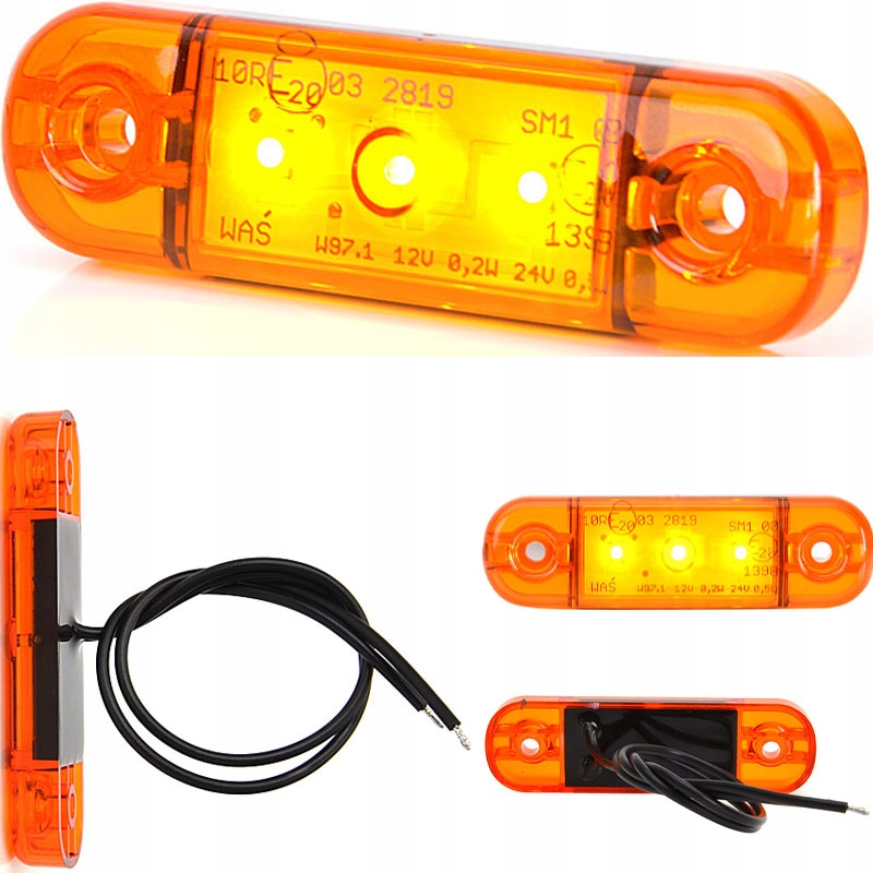 

Lampa Obrysowa Boczna Led Pomarańczowa Naczepa Waś