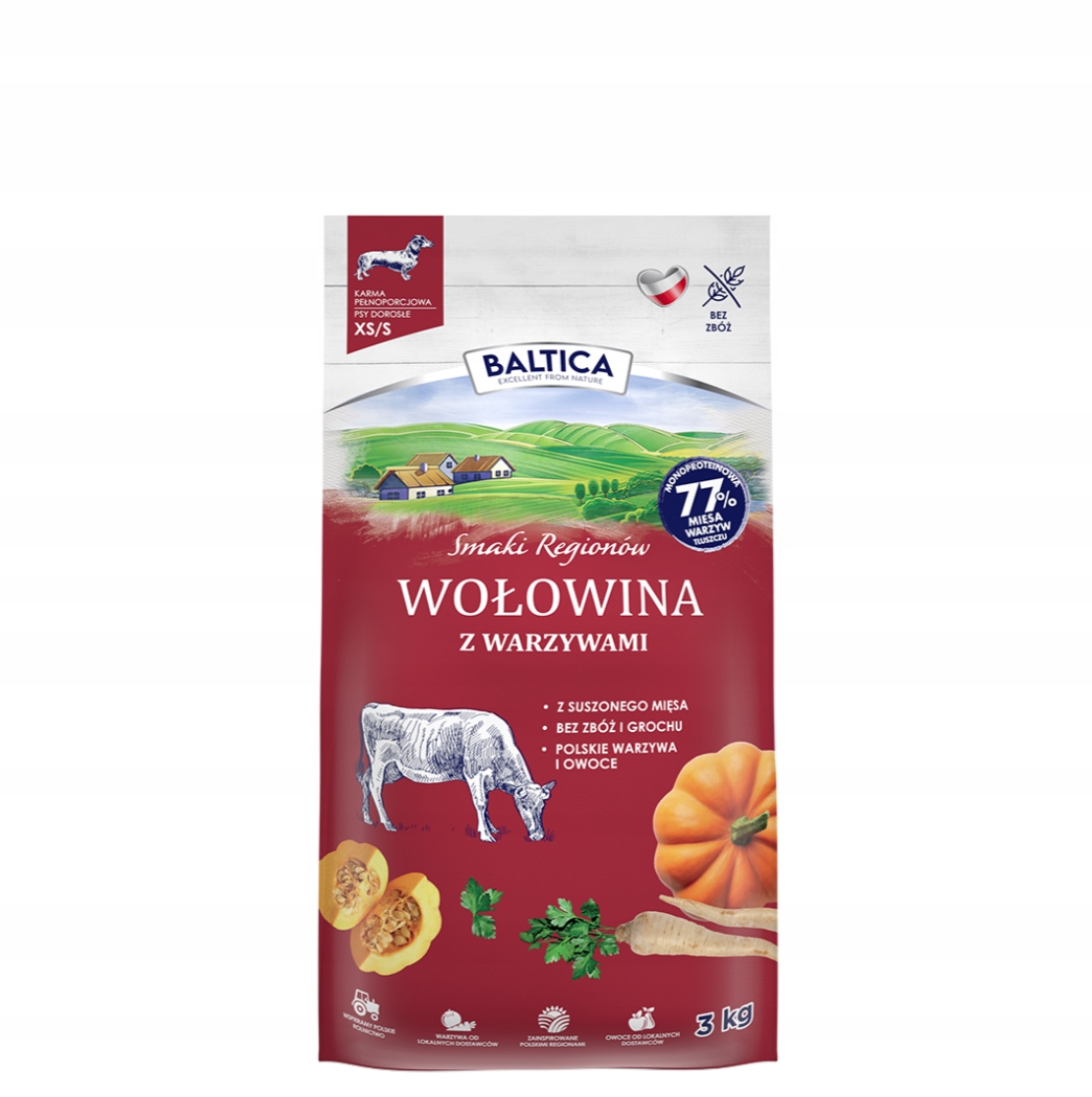Levně Baltica suché krmivo pro psa Hovězí maso se zeleninou Xs/s 3 kg