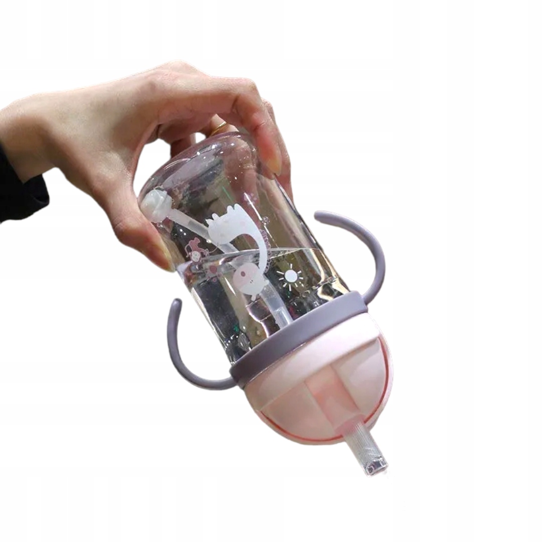 BIDON Z OBCIĄŻONĄ SŁOMKĄ 350 ML RÓŻOWA BUTELKA Marka inna