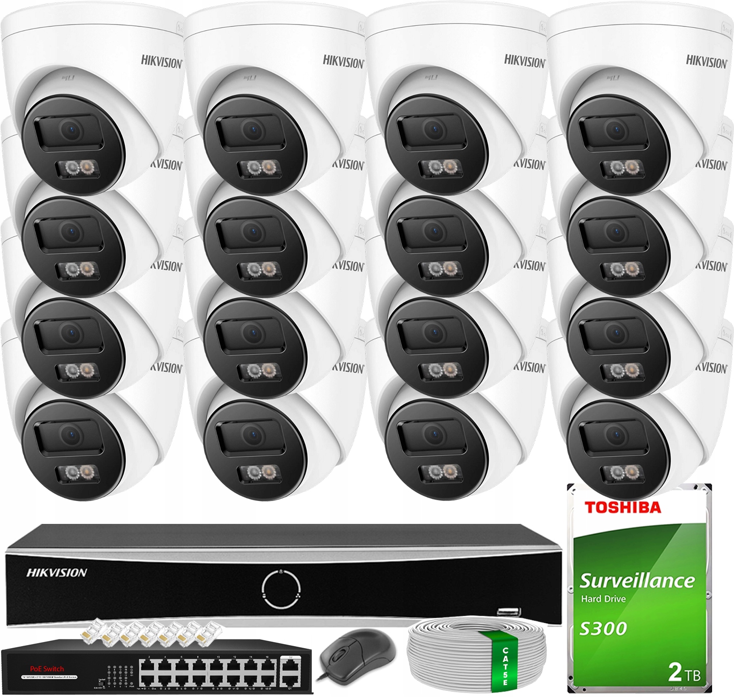 Monitoring Hikvision 16 Kamer Ip 6MPX Smart Hybrid Light Externí Hdd 2TB