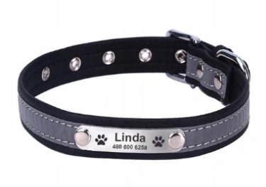 Levně Obojek pro psa kočku Personalizované jméno telefonní číslo XL Černý