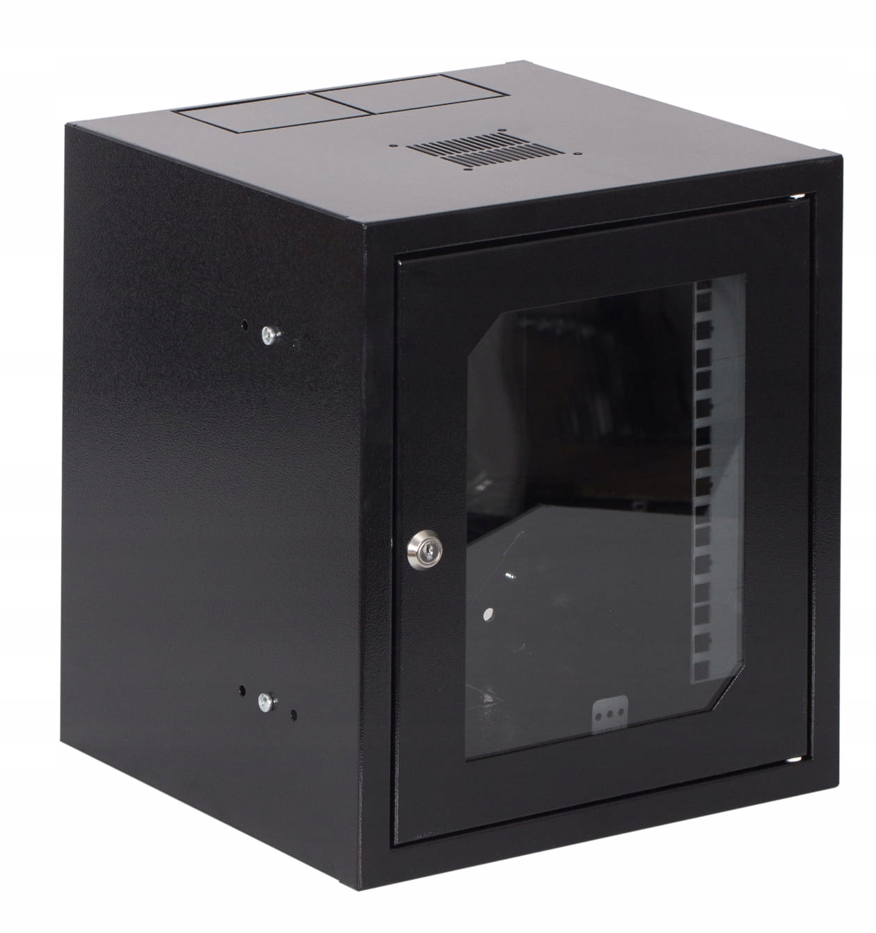 Skříň rack 10 palců 6U 300 mm závěsná IP30 s sklem SZW10-6U-30-DS-C Sabaj