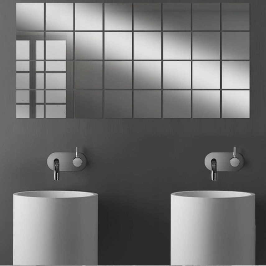 Samoprzylepne Naklejki Lustrzane Kwadraty 15x15cm 16 sztuk Typ lustra ścienne