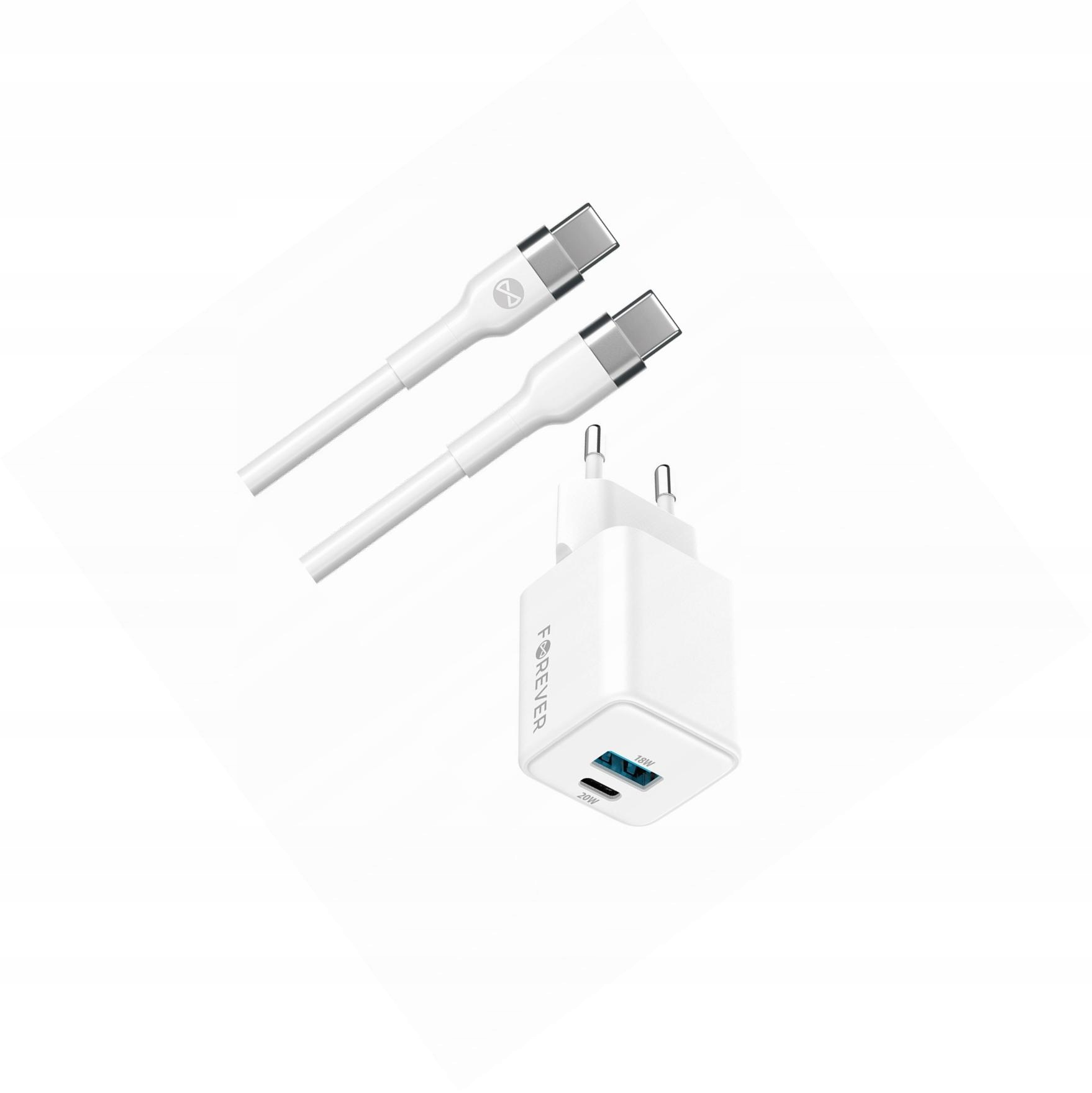 Szybka ładowarka GaN 20W 2 wejścia Usb i Usb-c z kablem do Nokia 3.4