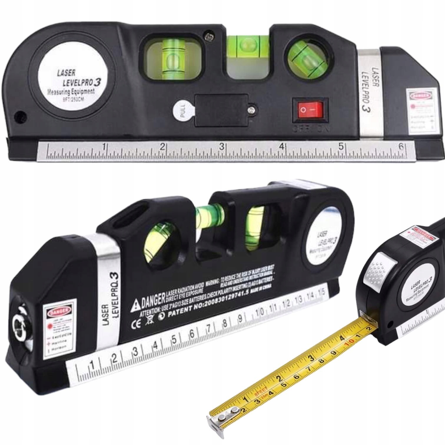 

Poziomica Laserowa Laser Krzyżowy Miarka Miara Led