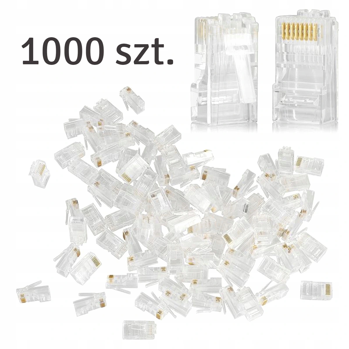 

Wtyk Wtyczki Internetowe RJ45 8P8C Pozłacane 1000x