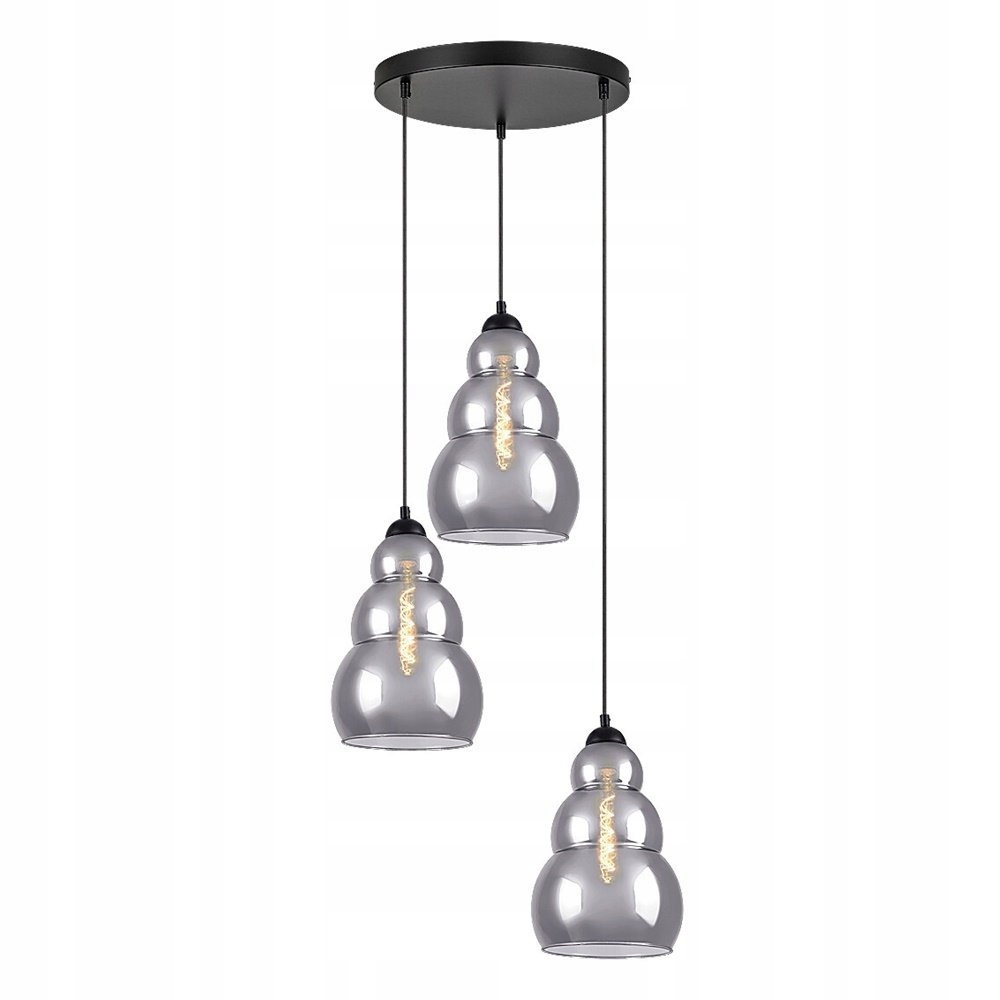 Dymová trojitá závesná lampa Salvatore do obývacej izby, jedálne, nad stôl
