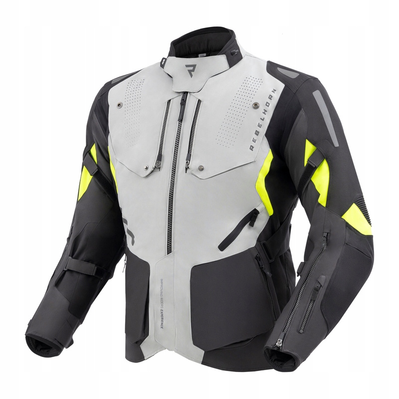 Textilná Motocyklová Bunda Rebelhorn Hiker 4 Black Grey Fluo Yellow L