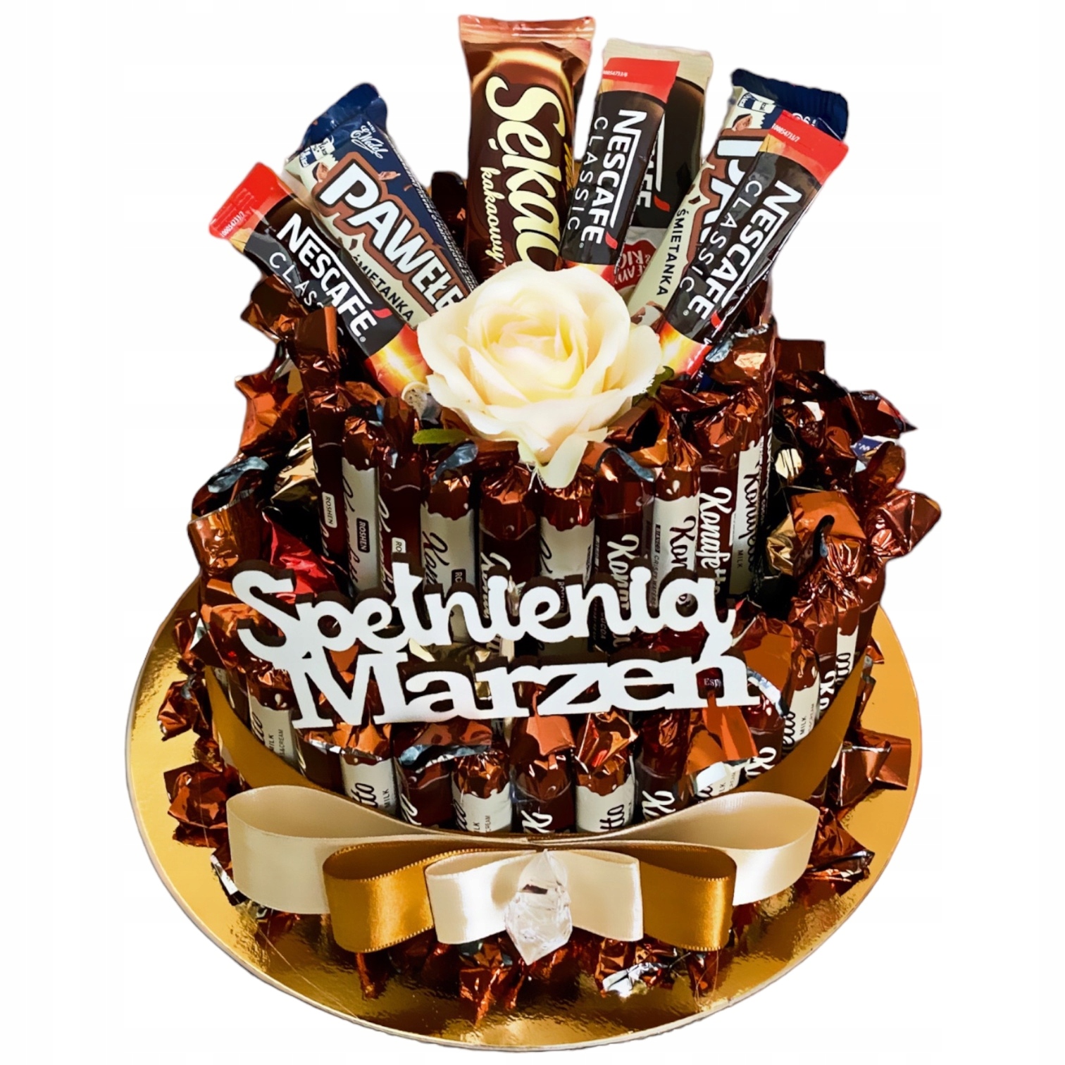 Zestaw prezentowy Tort z Czekoladek Batoników na Urodziny Rocznica