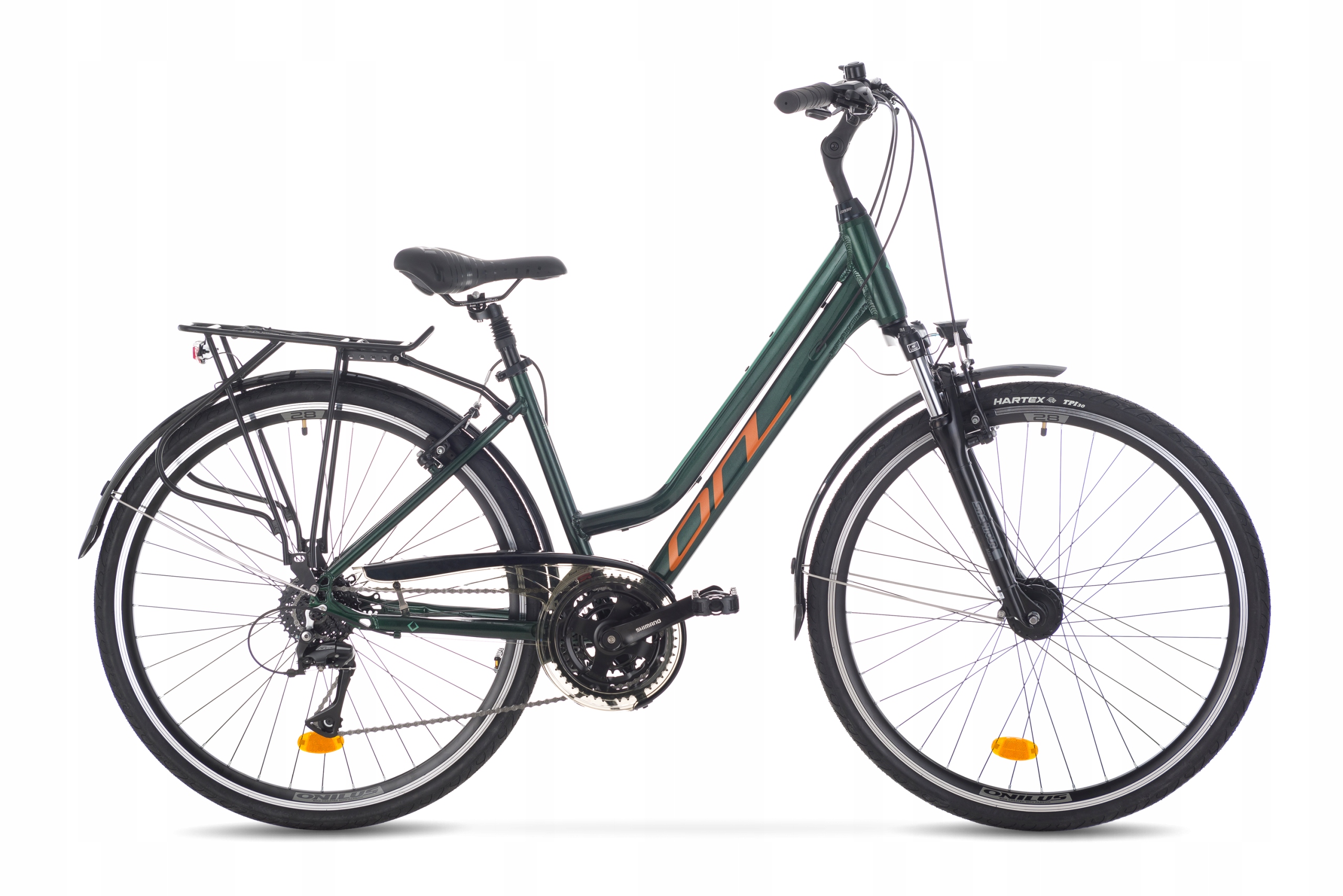 Rower trekkingowy Onilus Naila 3.0 19 cali Zielony 24 biegi Dynamo