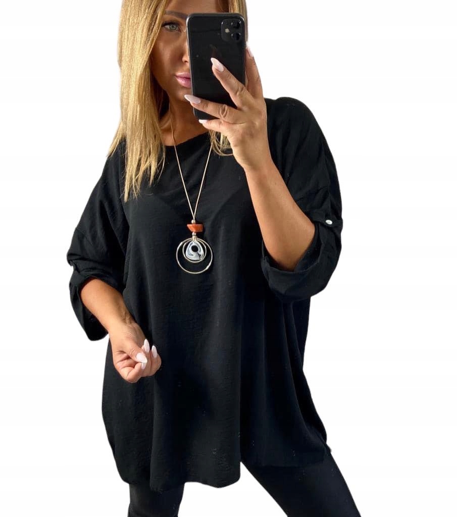 B944 BLUZKA GŁADKA Z WISIOREM r. 58 (9XL)