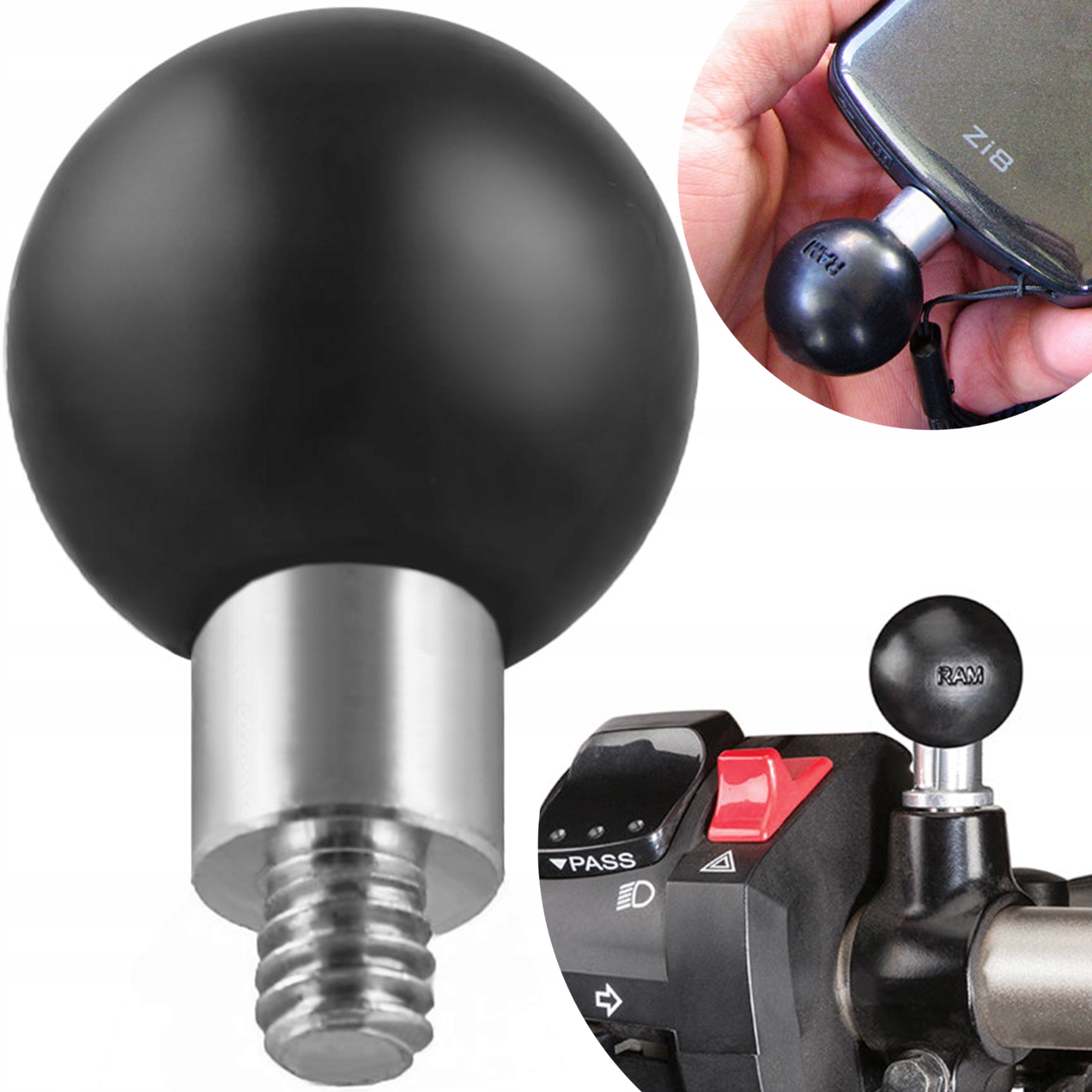 Ram Mount Uchwyt Do Kamer Adapter z Gwintem 1/4"-20 z Głowicą B 1"