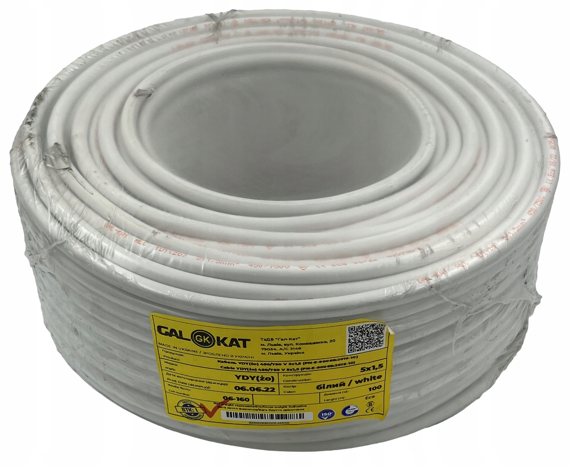 Przewód kabel okrągły Ydy 5x1,5 750V 100m