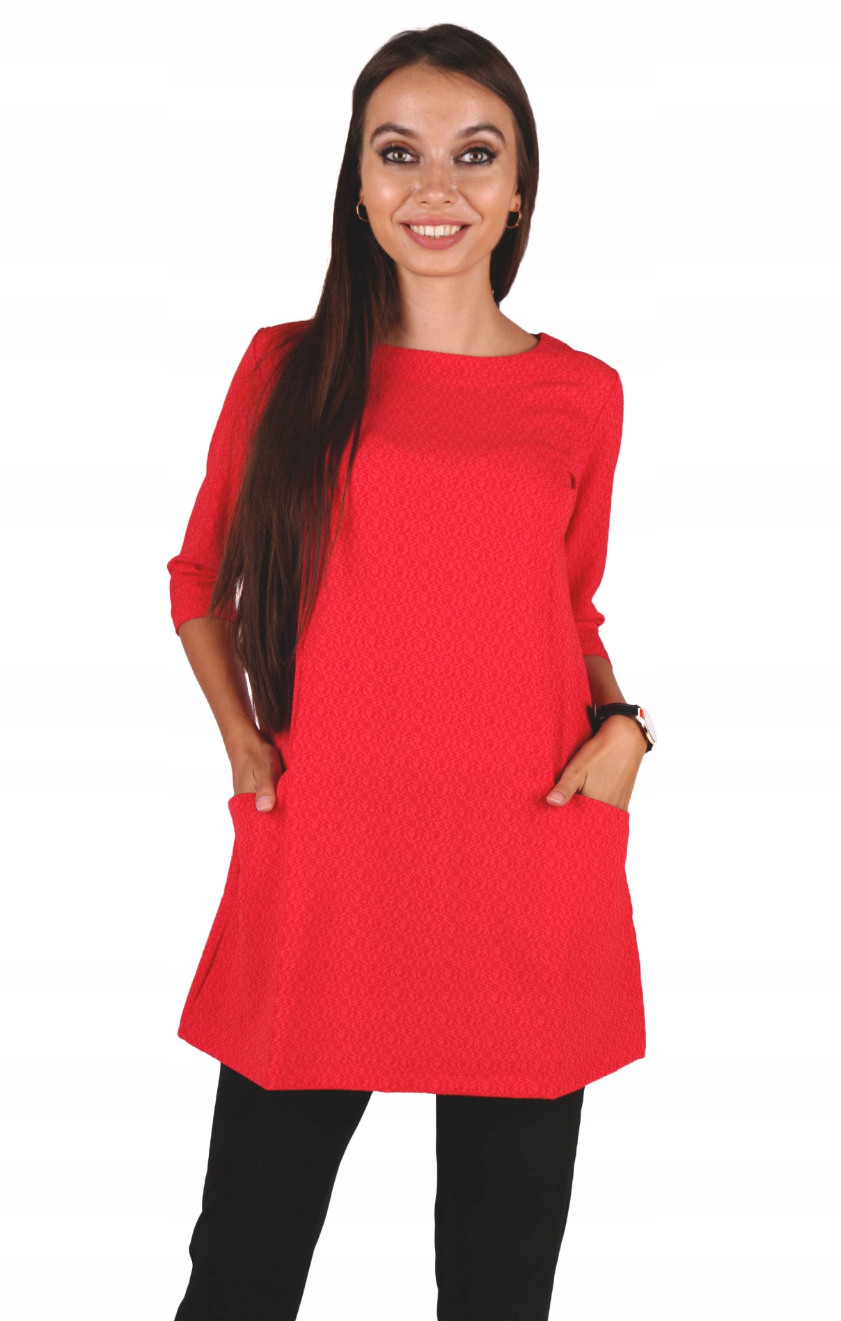 

Modna Polska Elegancka Tunika -70% 0848M Czerwon