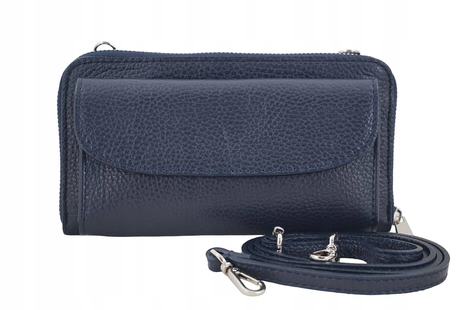 Peněženka s pouzdro na telefon z kůže, modrá