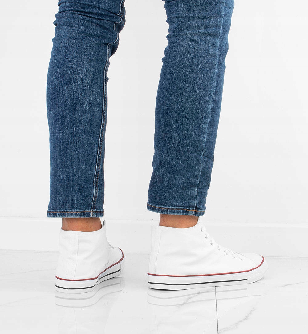 BIAŁE WYSOKIE TRAMPKI TENISÓWKI MĘSKIE 44 Rozmiar UK 8.5