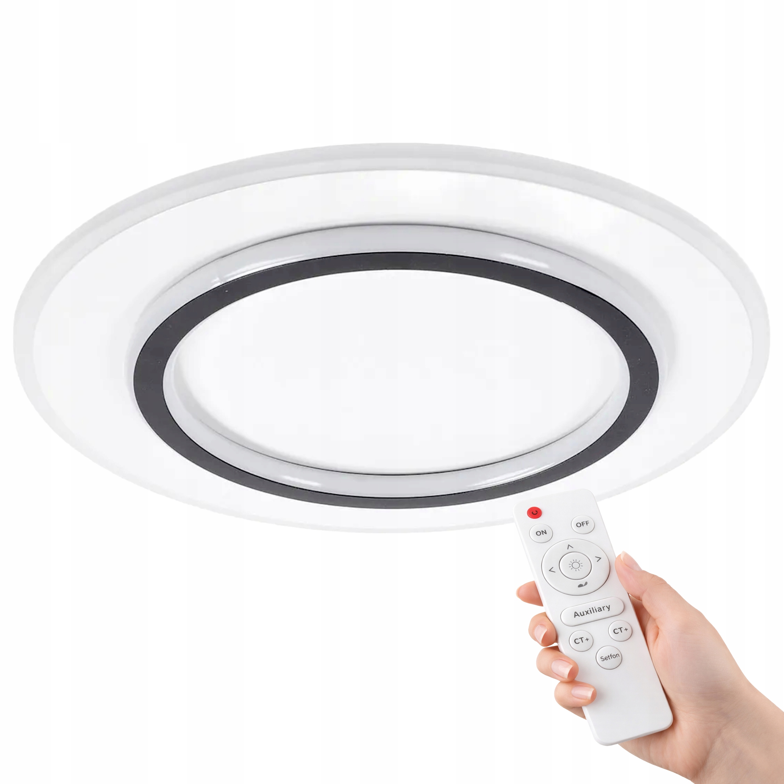 Stropní Svítidlo Bílá Černá Kulatá Stropní Svítidlo Kulatý 3 Barvy Led 50 CM Dálkový Ovladač