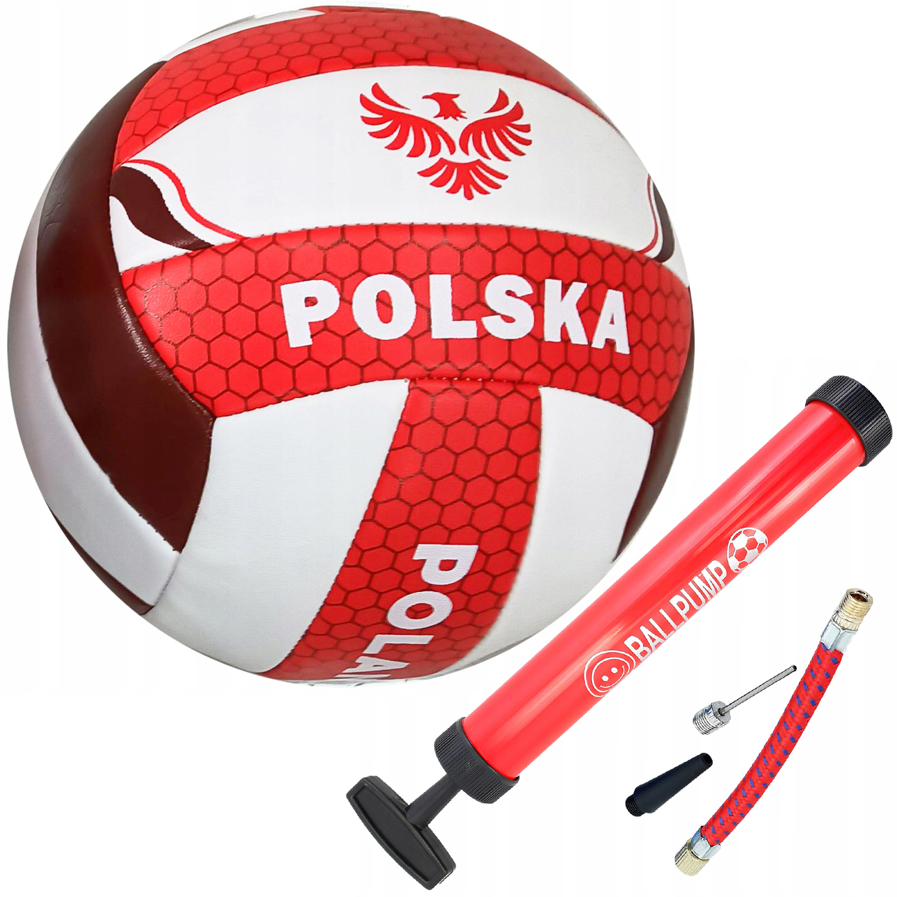 PIŁKA SIATKOWA POLSKA DO SIATKÓWKI MOCNA ROZMIAR 5 SZYTA + POMPKA