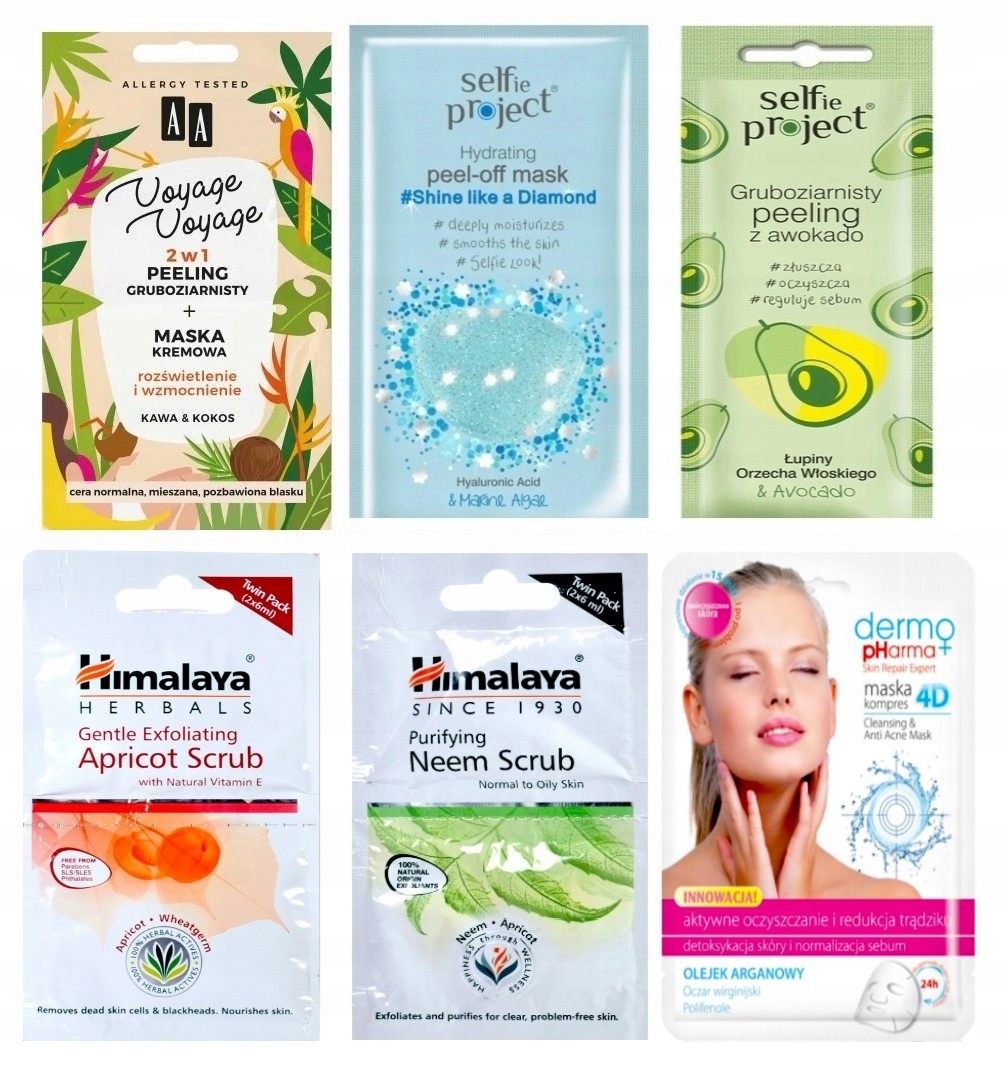 ZESTAW MASECZEK PIELĘGNACYJNYCH I PEELINGÓW