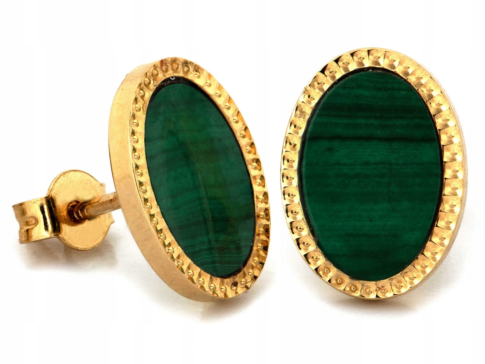 Zlaté náušnice oválné 585 14k na tyči, váha 2.15 g, elegantní šperky